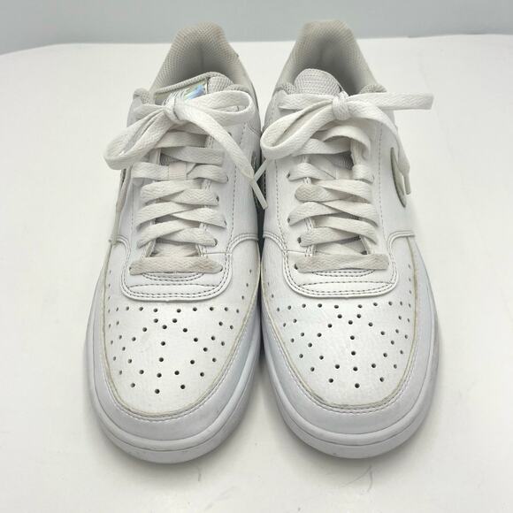 Nike Womens Court Vision Low White Iridescent Shiny Swoosh Sneakers Size 9.5 - Picture 6 of 9